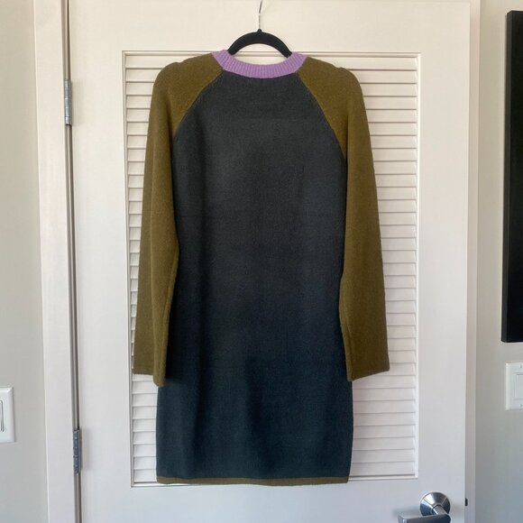 NWT Hem & Thread Callum Knit Mini Dress, Olive Purple Gray Leopard, Size S - Picture 2 of 6
